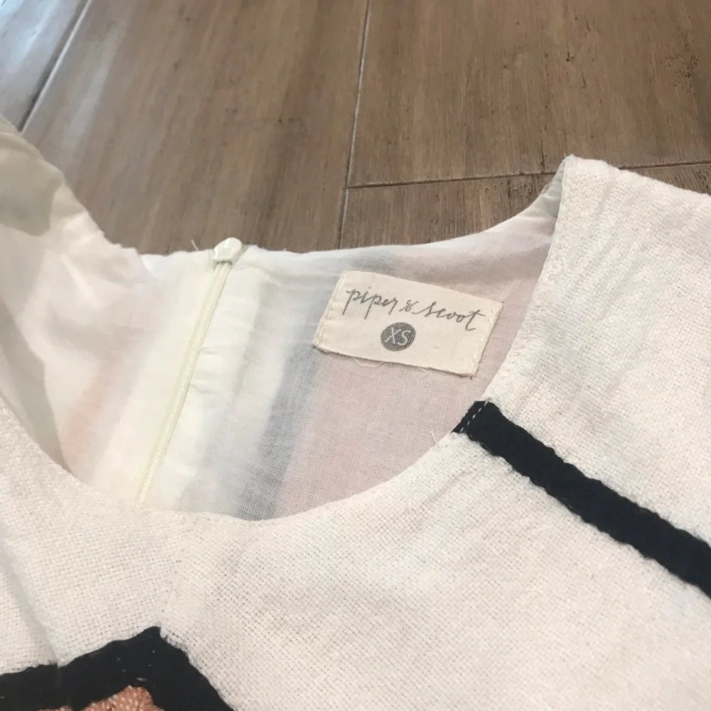 Striped Midi Dress in White, Pink, and Blue - Picture 2 of 3